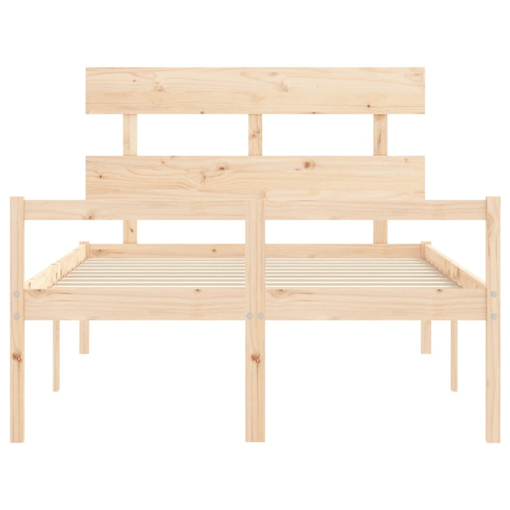 Massivholz Kiefer Seniorenfreundlich 45 cm Sitzhöhe Braun 140x190 cm | Seniorenbett Massivholz 140x190 cm mit Kopfteil und Stauraum Kiefer Bettgestell für Seniorengerecht