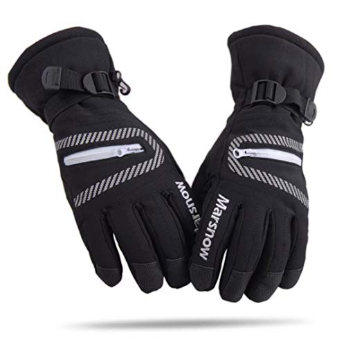 LoveKids Waterproof Warmest Winter Snow Gloves for Boys and Girls Teens Women Men(808BlackA-M)
