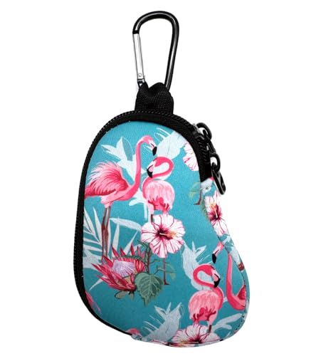 CHJCKOO Neoprene Asthma Inhaler Holder, Protective Portable Travel Handy Holster, Lightweight Carrying Case with Carabiner Clip, Inhaler Not Included (Flamingo)