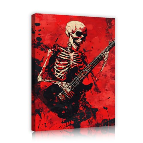 Tableau squelette musique rouge art mural de qualité supérieure CHERHERART 45x60