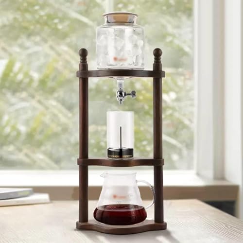 SAYEYBU Cafetera Helada, Torre De Goteo De Vidrio Desmontable para Café FríO, con Cafetera De 600 Ml, VáLvula Ajustable Y Colador De Acero Inoxidable,A