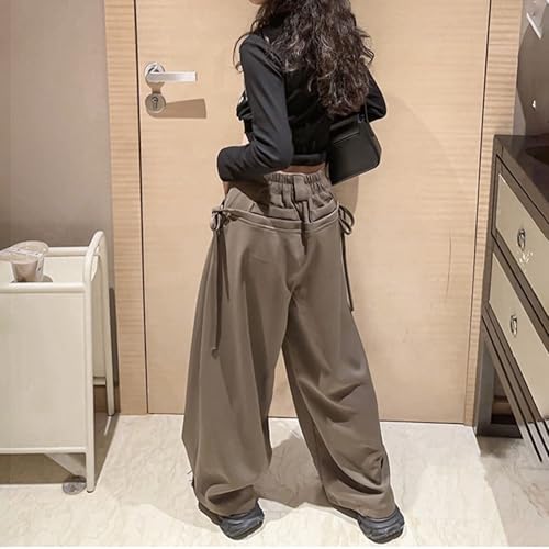Teen Girls Baggy Casual Pants Elastic High Waisted Solid Color Loose Palazzo Pants Trendy Lightweight Soft Trousers3