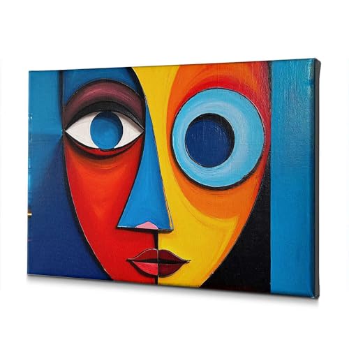 Tableau visage abstrait 20x30 cm coloré pour mur de salon