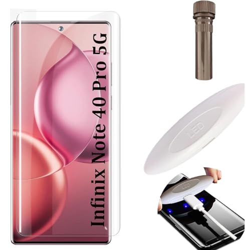 Image of NISHTECH Advanced HD+ Curved UV Tempered Glass Screen Protector Designed for Infinix Note 40 Pro, Note 40 Pro Plus || Full Screen Coverage with Easy Installation Kit