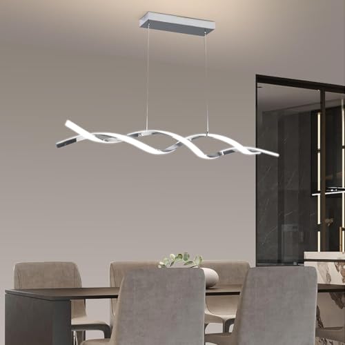 Matven Modern Ceiling Chandelier Light, Acrylic Anti Flicker Pendant Lamp with Remote Control Dimmable 3 Color Mode & Brightness (Warm Cool Neutral Light) for Kitchen Bar by Matven - Used condition - US$65.99