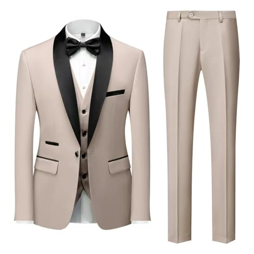 Mens 3 Pieces Suits Classic Fit 1 Botton Blazer Dress Business Wedding Jacket Vest Pants Tuxedo Set