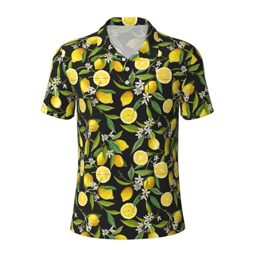 Polo à manches courtes homme imprimé citron idéal pour les vacances à la mer