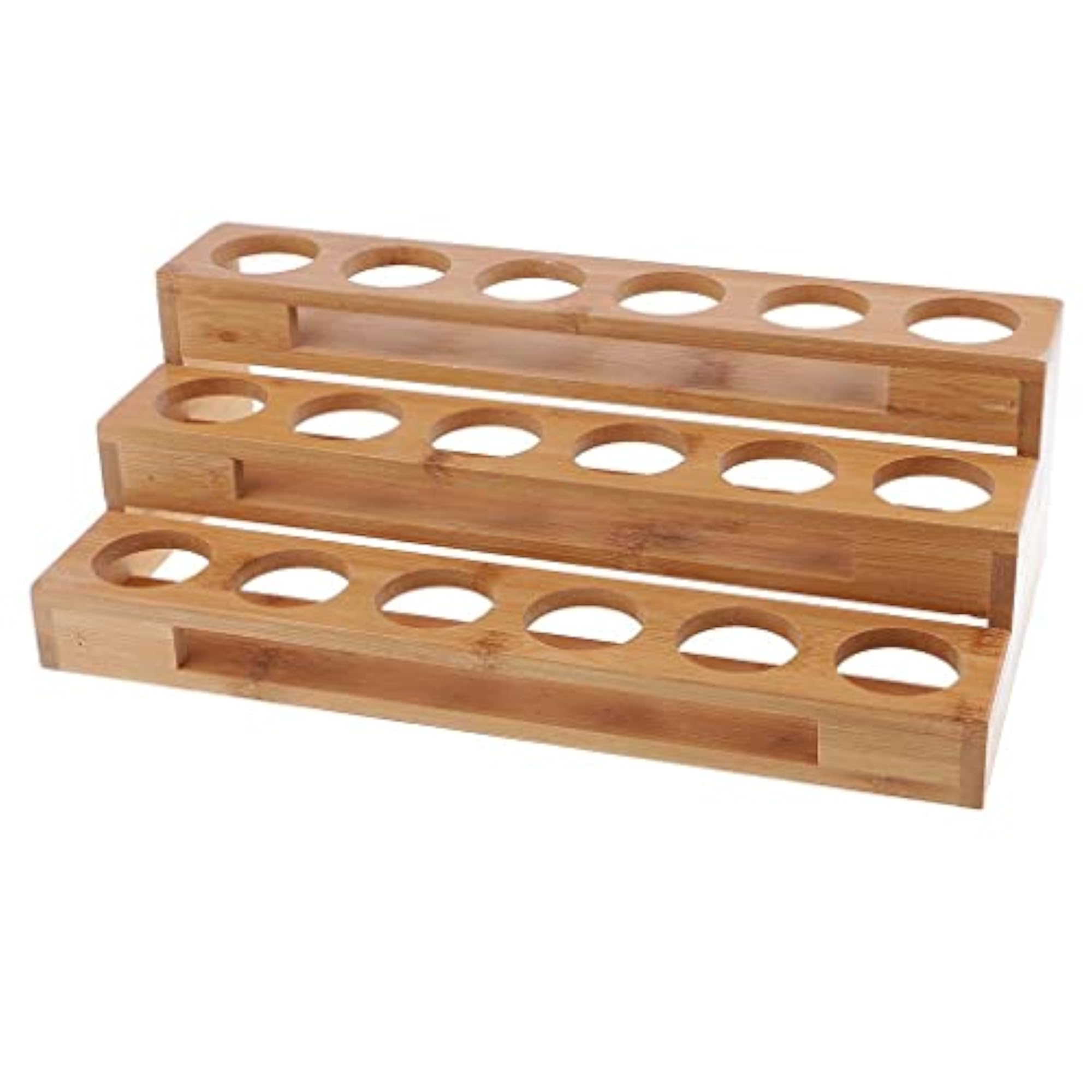 18-Hole Wooden Essential Oil Bottle Display Rack