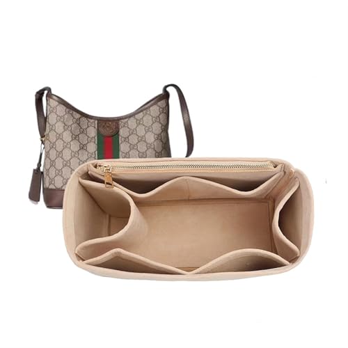 Bolsa organizadora para Gucci Ophidia hobo bolsa de armazenamento forrada de camurça bolsa de armazenamento bolsa de cosméticos portátil, Bege A, M