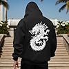 Générique Men's Jogging Sweatshirt Vintage Hoodie Medieval Dragon Print Hoodies Chinese Kung Fu Pullover Retro Mythology Antique Pullover Thermal Christmas, Black, XXL #2