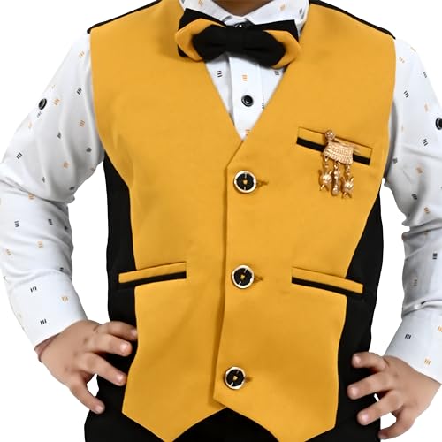 Image of Kids Boys Ethnic Suit Set I Boy's 3-Piece Suit with Bow Tie | Kids Party Suit Set Shirt, Pant & Waistcoat