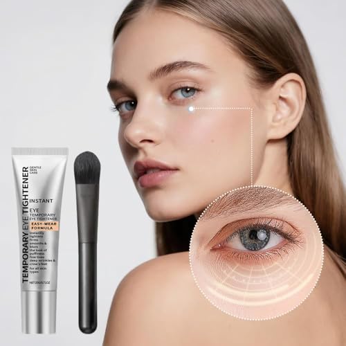 Temporary Eye Tightener Cream, Eye Cream With Brush for Fine Lines and Wrinkles, Eye Bags Remover Women Men, Skin Tightening Cream For Face & Eyes, All Skin Types