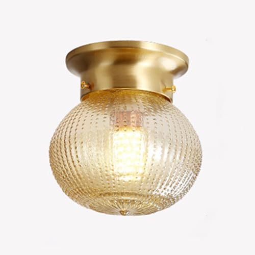 Jadssox Luces de Techo de Vidrio Pasillo, Luz de Techo de Montaje semiempotrado de latón Cepillado Vintage, Lámpara de Techo Dorada, Lámpara de Montaje en Techo Cerca del Techo para Interiores