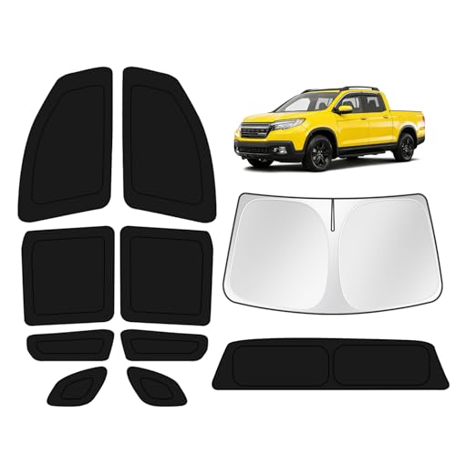 Image of KUST Car Window Shades for Honda Ridgeline RTL 2017-2025 Windshield Sun Shade Side Window Cover UV Block Privacy Protection Accessories for Camping Blackout Rear Back Full Set 10PCS