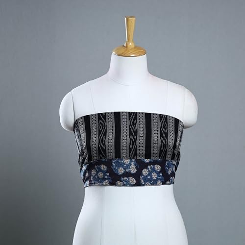 Image of Odisha Traditional Sambalpuri Unstitched Ikat Blouse Piece in Pure Cotton