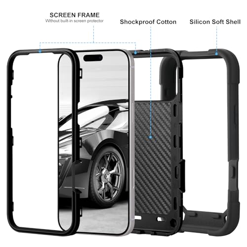 Image of MARKILL Compatible with iPhone with Built-in 360Rotating Ring Stand, Military Grade Drop Protection Full Body Rugged Heavy Duty Case Durable Cover (Black, iPhone 17 Pro)