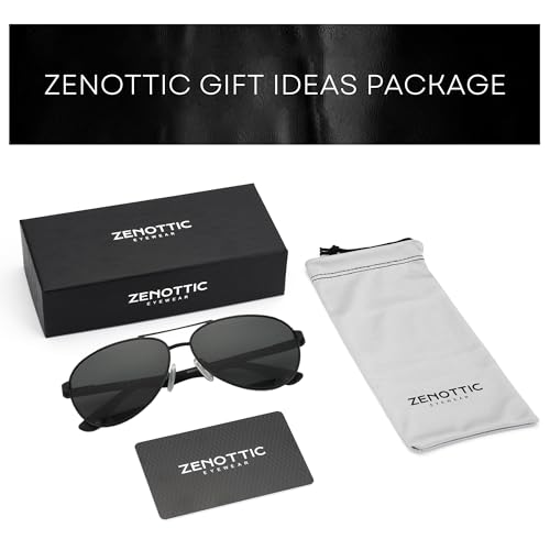 Image of ZENOTTIC Polarized Aviator Sunglasses for Men Carbon Fiber Temple Pilot Sun Glasses with Mirrored Lens UV Protection