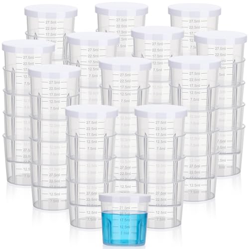 Gobelets gradués en plastique de 30 ml transparents à couvercle pour mélanges de précision - 2