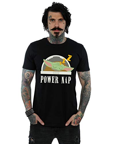 Image of Star Wars Men's The Mandalorian Power Nap Child T-Shirt Black Large
