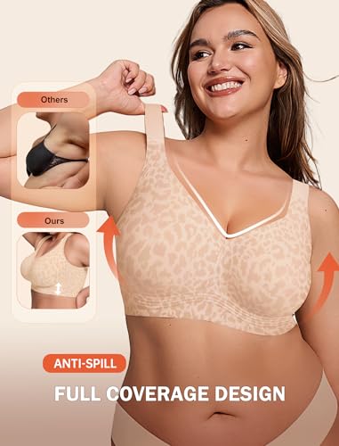 Image of LetsJoli Bras for Women Supportive Wireless Push Up Bra Full Coverage No Underwire Seamless Plus Size for Older Women