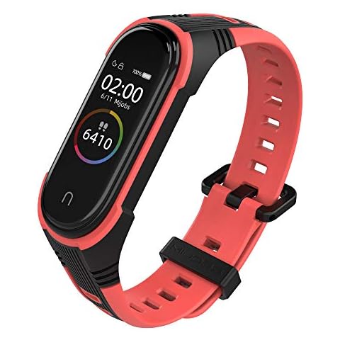 WIIKAI Replacement Strap Bands,Compatible for Xiaomi Mi Band 4/Mi Band 3,Silicone Watch Band (Black + red) Cover
