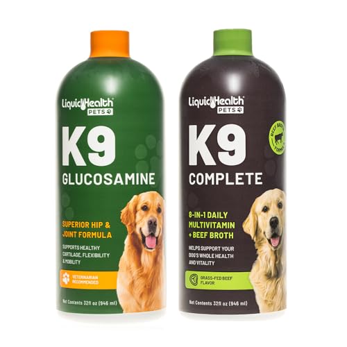 LIQUIDHEALTH Pets K9 Glucosamine Chondroitin Formula and K9 Complete Multivitamin Bundle