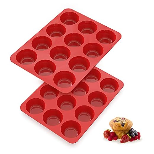 SILIVO Silicone Muffin Pans Nonstick 12 Cup, 2.5 inch Silicone Cupcake Pan - Set of 2 Muffin Tin, Silicone Baking Molds for Homemade Muffins, Cupcakes, Quiches and Frittatas - 12 Cup Muffin Tray