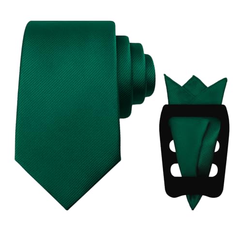 Image of Mantieqingway Black Tie Sets for Men Classic Solid Color Tie Handkerchief Pocket Square Holder Formal Graduation Wedding