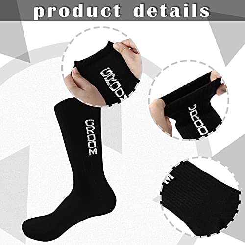 SATINIOR 6 Pairs Groomsmen Socks Wedding Casual Groom Dress Socks Men's Funny Novelty Groom Crew Socks Groomsman Best Man Groom Wedding Socks for Wedding Groomsman Multicolor3