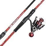 Sougayilang 7’ Fishing Rod and Reel Spinning Combo, 2 Piece Fishing Rod, Size 4000 Reel, Right/Left Handle Position, Suitable for Inshore Fishing- Red