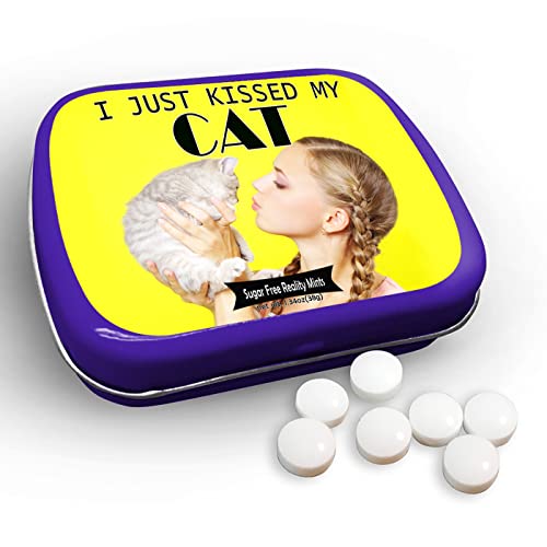 I Just Kissed My Cat Mints – Funny Gift For Cat Lovers – Crazy Cat Lady Gifts – Funny Mint Tins - Stocking Stuffers For Cat People – Wintergreen Mints By Gears Out #TOP3