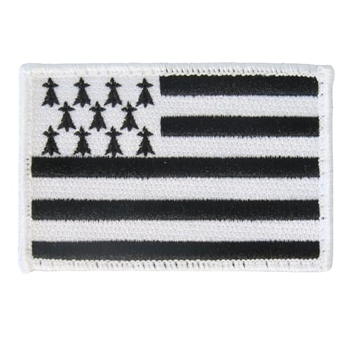 ÉCUSSON/BADGE/BRETAGNE - 8×5 cm– à scratcher (Dos à crochets, partie mâle) ou à coudre sur sac, veste ou pochette- autres Régions Normandie, Corse, Nord, Occitan,Catalan,Basque.