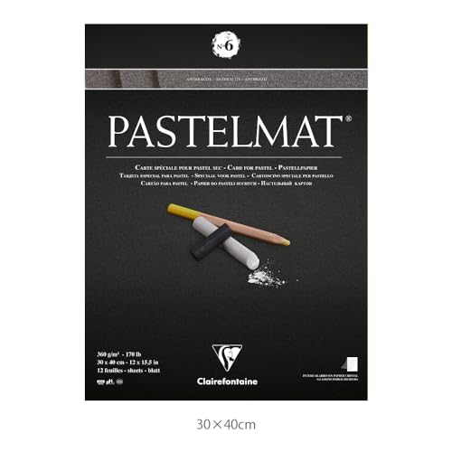 Clairefontaine 96050C Blocco Pastelmat n°6 12 Fogli 30x40cm 360g Antracite