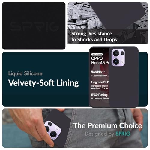 Image of SPRIG Compatible with Oppo Reno 13 Pro Premium SilkTone Back Cover Drop Tested Shock Proof Mobile Case for Men, Women, Boys and Girls with Camera Protection (Charcoal Grey)