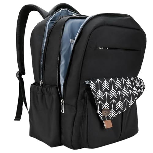 LearnLyrics Mochila Pañal Papá, Mochila Grande Para Pañales, Bolsa De Niños A Través De Doble Capa Con Correas De Cochecito, Multifunción Bolsa Impermeable Para La Ropa Para, Negro , Siehe