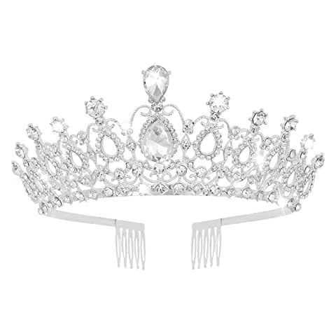 Sibba - Coronas De Cristal Plateado para Mujer Tiaras Diamantes Imitación Peine Cover
