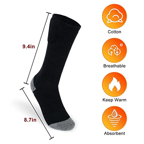 Hamore Heated Socks For Women And Men, Battery Socks Reachargable Electric Heated Socks, Thermal Foot Warmers For Camping Fishing Cycling Motorcycling Skiing Hunting Driving, Black #TOP6