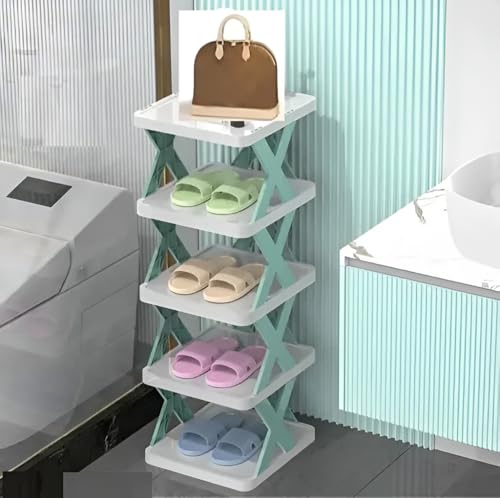 Image of STELITE Plastic Shoe Rack for Home - Stackable & Collapsible Shoe Stand Organizer for Bedroom, Entryway & Corner Use | Multipurpose Footwear Storage Shelf | Easy Assembly (Pista, 3 Layer Shoe Rack)