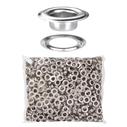 Yescom 1000 pcs Grommet Kit 3/8 inch Size #2 Eyelets and Washers Nickel for Hand Press Workshop Apparel Leather Printing Scrim Banner Tarp YES0378