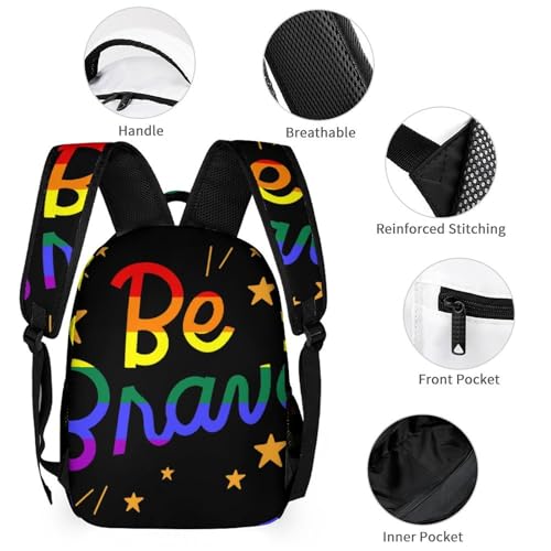 LGBT Be Brave Backpack Shoulder Bags Lunch Bag Pencil Case Box 3 Set Daypack Cute3