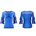 Yhhsgscr Women's Medium Sleeve Latin Dance Tops V Neck Tango Ballroom Dancing Clothing Training Outfit for Rumba Slim Fit,Blue,M