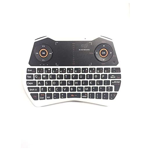 Rii 2.4GHz Mini Wireless Keyboard with Touchpad&QWERTY Keyboard, Backlit Portable Keyboard Wireless with Remote Control,Built-in Mic and Headphone Port for Online Voice Communication .i28-White