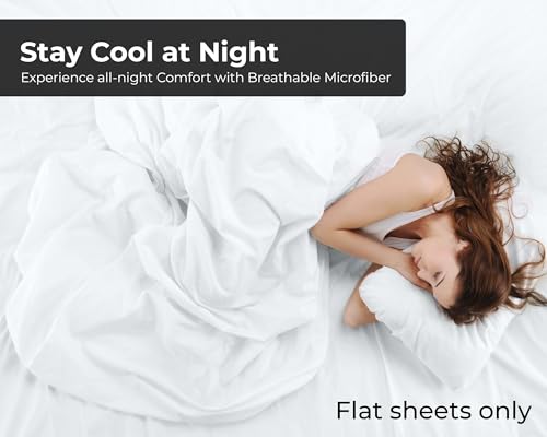 Image of Royale Linens 2 Pack Bulk Flat Sheet Set - Top Sheets -Soft 1800 Microfiber - Wrinkle & Stain Resistant - for Hotel, Massage Table, Hospital, Dorm - Twin XL Flat Sheet Sold Separately (Twin Xl, White)