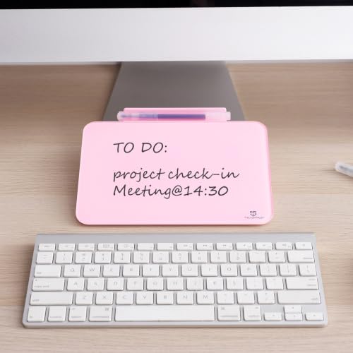 Image of Small Desktop Glass Dry-Erase Whiteboard - 8 X 6 Inches Tabletop Easel Whiteboard with Stand, Desk Board Buddy for Artist, Teacher and Student