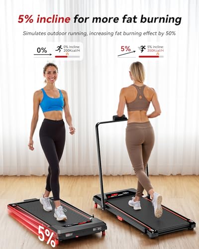 Image of Walking Pad with Incline,XBD Under Desk Treadmill for Home Small Office,2.5HP Low Noise Portable Treadmill with 330 Lbs Capacity,Remote Control and LED Display