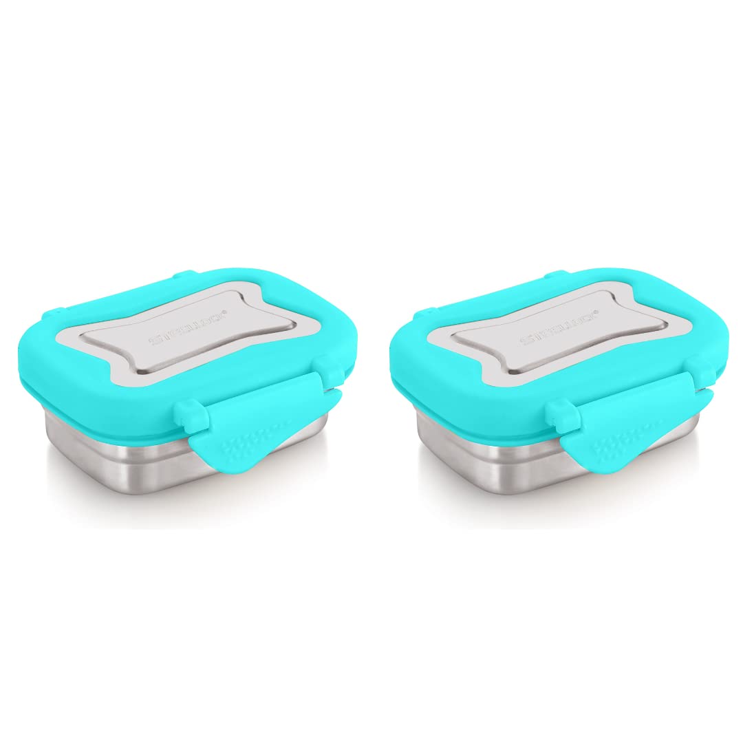 STEELLOCK Smart Stainless Steel Tiffin Lunch Box for Kids and Adults | Airtight & Leakproof | Rectangle Tiffin Box for School & Office with Steel Lid | Turquoise 170ml - 2pc (B0C5VJMTYV) Amazon Price History, Amazon Price Tracker