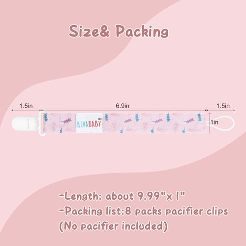 Image of ALVABABY Pacifier Clips 8 Pack Pacifier Binky Paci Holder Leashes for Baby Teethers 8DP09