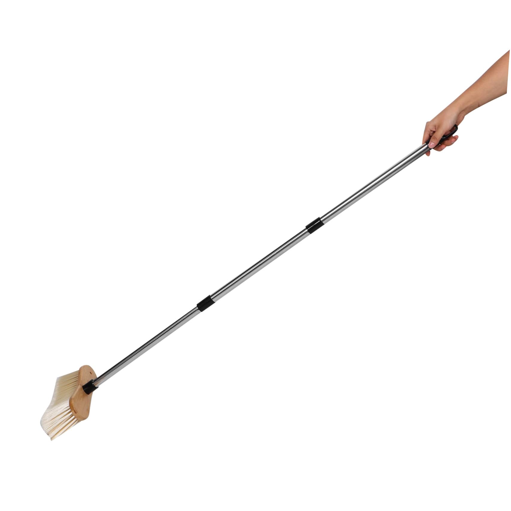 Yardenfun Scopa Rigida con Setole in bambù e Manico in Acciaio Scopa Pesante per Esterni Spazzola Stiff per Garage e Patio Manico Smontabile per Pulizia