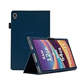 For YAMAZEN Qriom QA15-80 タブレット 8インチ ケース 角度調整 スタンド機能 高級PU レザー 全面保護 調節可能 擦り傷防止 磁気吸着 薄型軽量 良い手触り YAMAZEN Qriom QA15-80 ケース (ネイビーブルー)