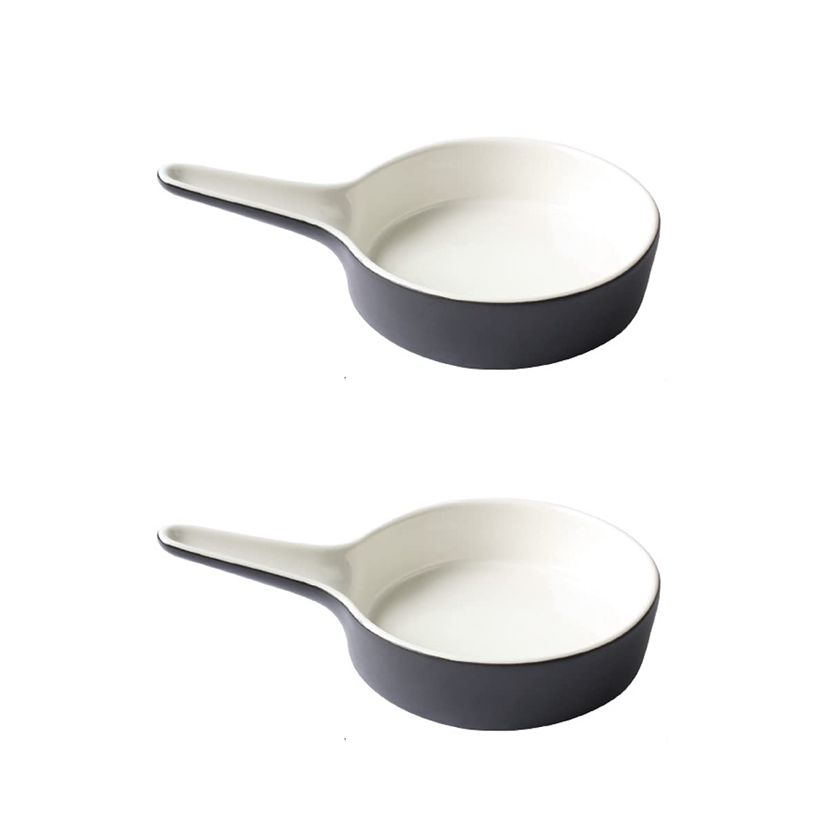 Lata for asar esmaltada, juego de bandejas for hornear, fuente for hornear de porcelana redonda con una sola manija, plato for horno, plato for tarta, cacerola for lasaña, juego de 2, negro (color: ne